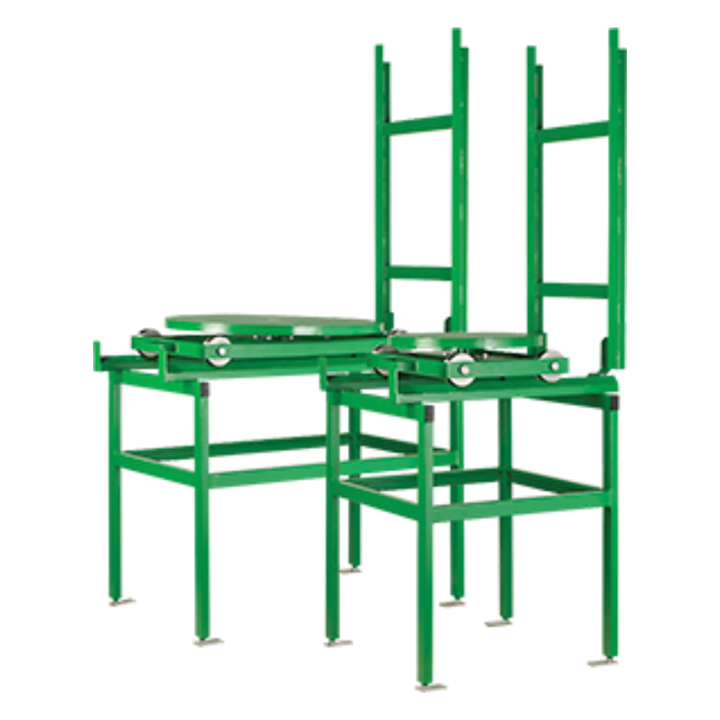 Plateau circulant sur rail pour cabine à manches